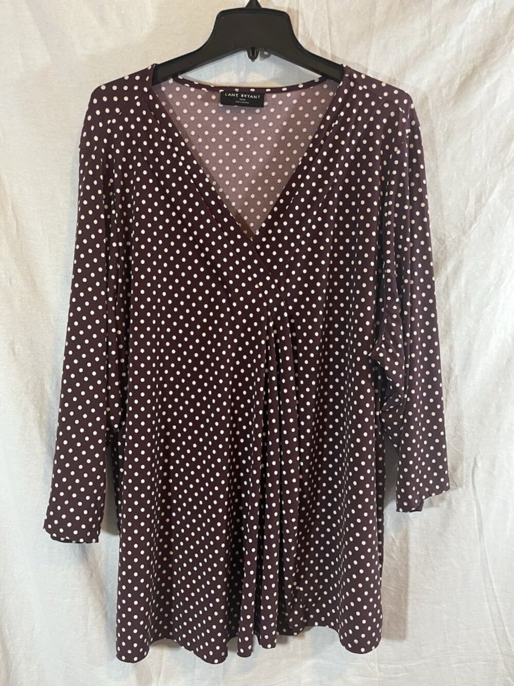 Lane Bryant Women’s 3X Purple Polka For 3/4 Sleeve Blouse